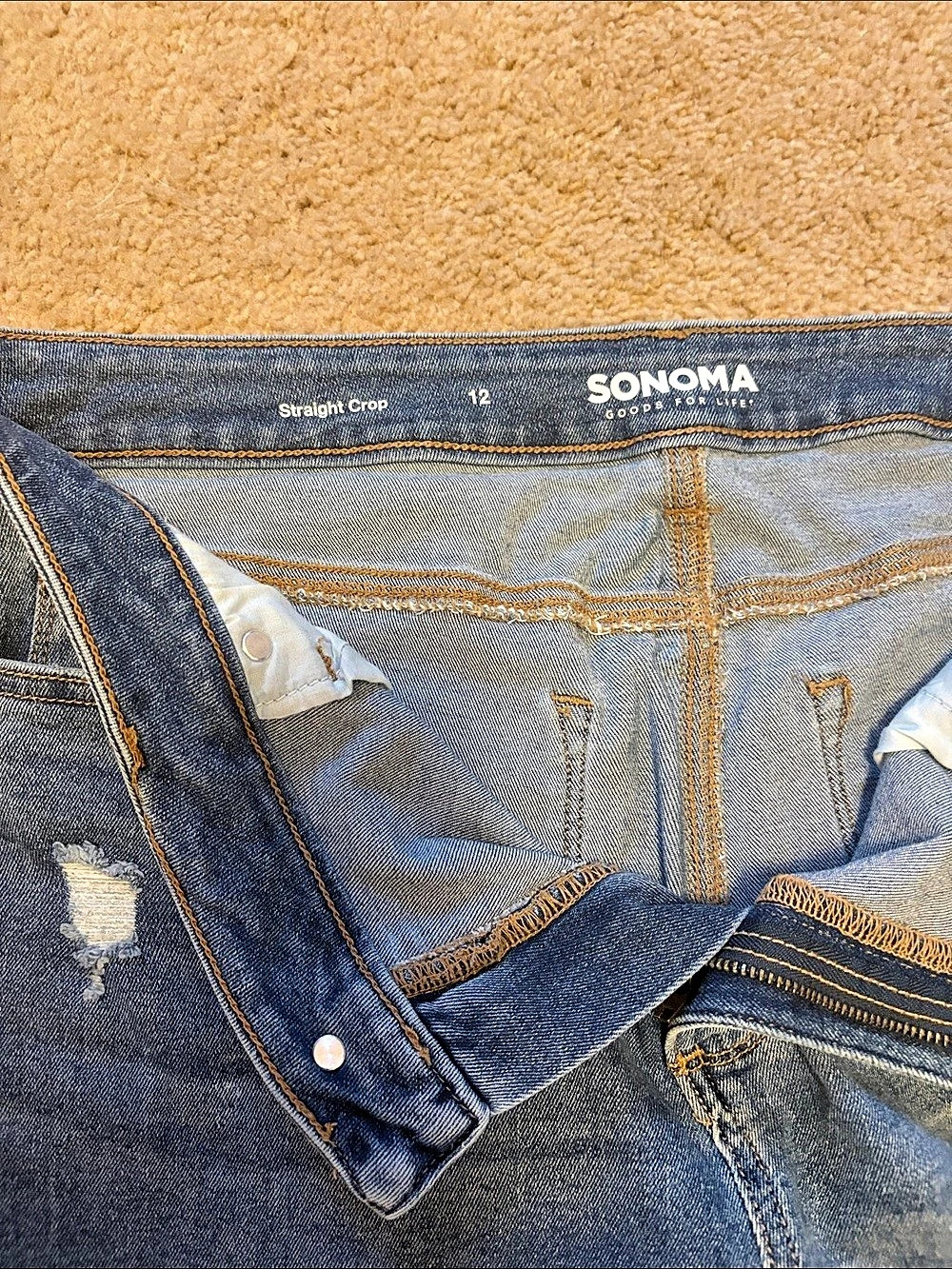 SONOMA Straight Crop Straight Leg Jeans Blue Waist 12 - Picture 4 of 11